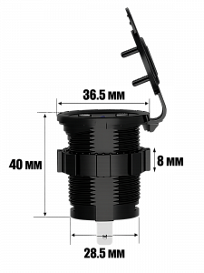 Розетка питания на 2 USB гнезда12-24В круглая TDS TS-CAU49 Красная